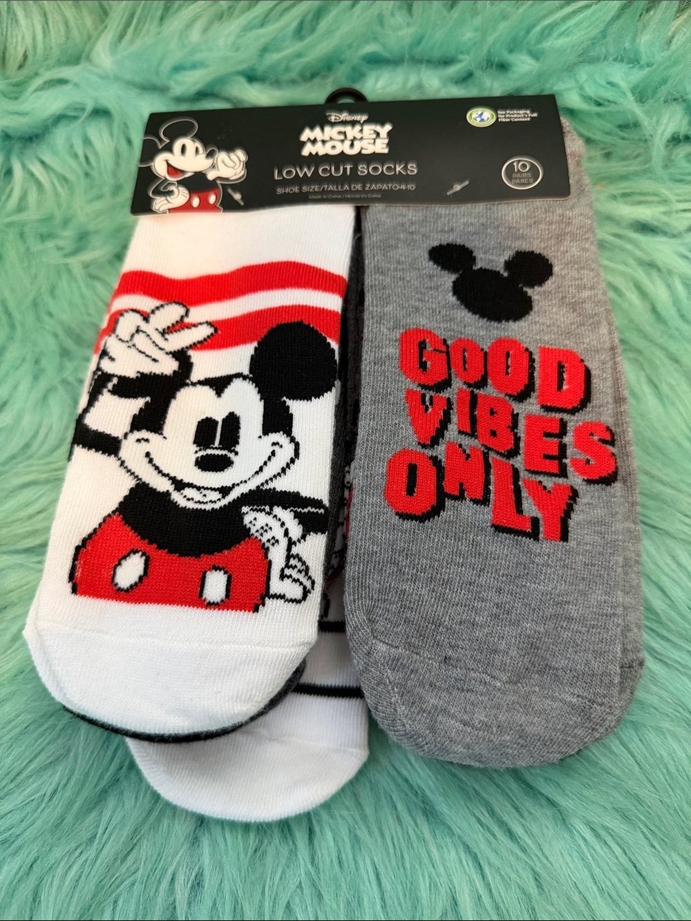Disney Mickey Mouse 10 pair Low Cut Socks size 4-10